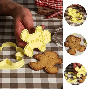 CORTADOR BISCOITO DE NATAL COM CARIMBO GINGER NATAL - (BLUE STAR)