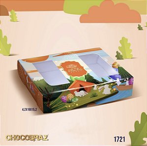 10 Caixas p/ 12 Doces com visor Linha Origem 1721 (Páscoa Jango 2023 Liquidação)