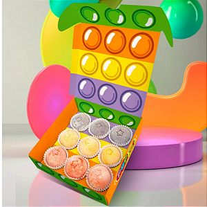 10 Caixa P/ 9 Doces Pop It J2322	 (Páscoa Jango 2025 Liquidação)