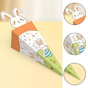 10 CAIXA CONE COELHO LEMBRANCINHA  PASCOA COLORIR 5947 ( IDEIA PÁSCOA 2026 )