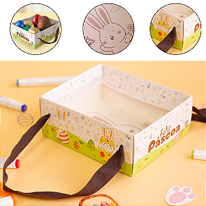 10 CESTA PÁSCOA RETANGULAR C/ ALÇA 20X17X8 - PASCOA COLORIR 5898 ( IDEIA PÁSCOA 2026 )