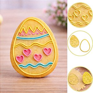 CORTADOR COM CARIMBO PÁSCOA OVINHO DECORADO 8CM (BLUE STAR)