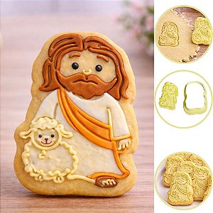 CORTADOR COM CARIMBO PÁSCOA  JESUS E OVELHINHA  (BLUE STAR)