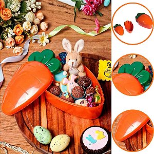 CAKE BOX PÁSCOA CENOURA C/ TAMPA (750 mL)  LARANJA E VERDE  (BLUE STAR)