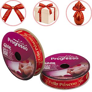 ROLO DE 10 METROS DE FITA CETIM 15 MM PÁSCOA VERMELHO 522 (PROGRESSO)