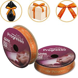 ROLO DE 10 METROS DE FITA CETIM 15 MM PÁSCOA LARANJA  521 ( PROGRESSO )
