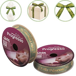 ROLO DE 10 METROS DE FITA CETIM 15 MM PÁSCOA VERDE 520 ( PROGRESSO )