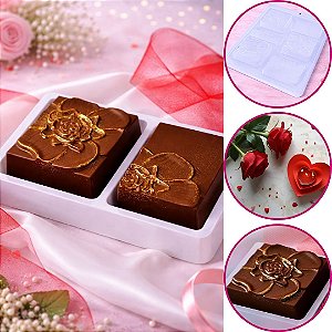 FORMA BWB C/ SILICONE PÃO DE MEL QUADRADO FLORAL 10419 (BWB MAES NAMORADOS)