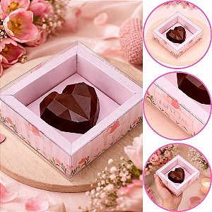 10 CAIXA P/ CORAÇÃO 65G MOLDURA C/ VISOR PÉTALAS 2631 ( DIA DAS MÃES JANGO 2026 ) OUTLET