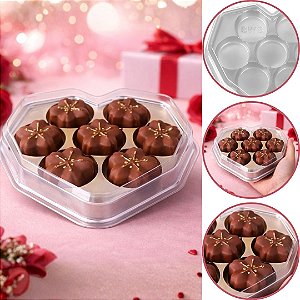 10 CAIXA CORAÇÃO LAPIDADO C/ 7 CAVIDADES CRISTAL BWB 14065 (BWB MAES NAMORADOS)