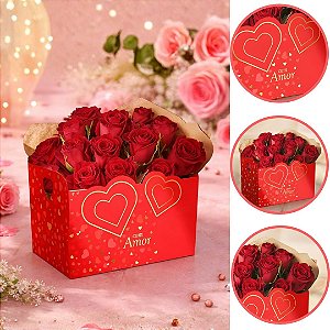 10 CESTA ENVELOPE AMOR CLÁSSICO 21X13X20CM 5954 ( DIA DOS NAMORADOS IDEIA 2026 ) HOT STAMPING