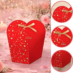 10 CAIXA PRESENTE CORAÇÃO AMOR CLÁSSICO 14X13X21CM 5962 ( DIA DOS NAMORADOS IDEIA 2026 ) HOT STAMPING