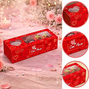 10 CAIXA FONDUE RETANGULAR C/ VISOR COM AMOR 24X8X7CM 5975 ( DIA DOS NAMORADOS IDEIA 2026 )