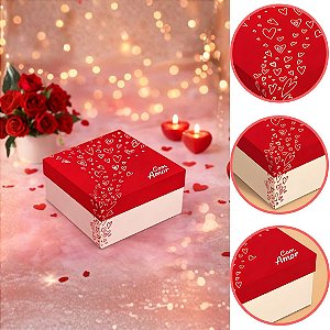 5 CAIXA PRESENTE QUADRADA P 20X20X10 SUSPIROS DE AMOR 5978 ( DIA DOS NAMORADOS IDEIA 2026 )