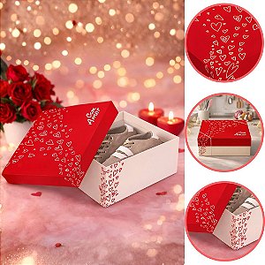 5 CAIXA PRESENTE RETANGULAR C/ ELASTICO P 24X18X8/3,5 SUSPIROS DE AMOR 5980 ( DIA DOS NAMORADOS IDEIA 2026 )