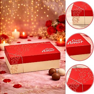 5 CAIXA PRESENTE RETANGULAR C/ ELASTICO M 35X25X11 SUSPIROS DE AMOR 5981 ( DIA DOS NAMORADOS IDEIA 2026 )