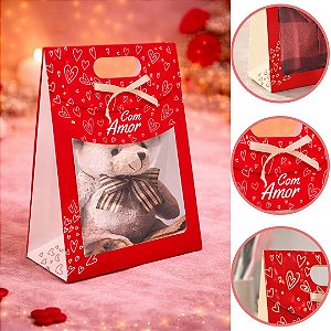 10 SACOLA MALETA COM VISOR E ALÇA SUSPIROS DE AMOR 19X9X26CM 5984 ( DIA DOS NAMORADOS IDEIA 2026 )