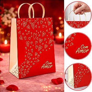 10 SACOLA P SUSPIROS DE AMOR 18X12X25CM 5985 ( DIA DOS NAMORADOS IDEIA 2026 )