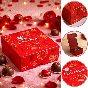 10 CAIXA P/ 4 DOCES 8X8X4 COM AMOR 6009 ( DIA DOS NAMORADOS IDEIA 2026 )