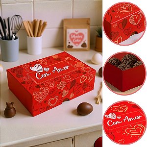 10 CAIXA P/ 6 DOCES COM AMOR 12X8X4CM 6010 ( DIA DOS NAMORADOS IDEIA 2026 )