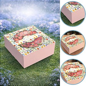 5 CAIXA BOLO SOBREMESA FLORES 25X25X10CM 5995 ( DIA DAS MÃES IDEIA 2026 ) HOT STAMPING