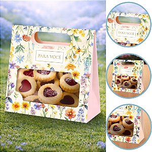 10 EMBALAGEM MALETA COM VISOR E ALÇA  FLORES 13X5,5X13CM 5994 ( DIA DAS MÃES IDEIA 2026 ) HOT STAMPING