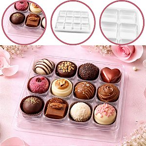 10 CAIXA EMBALAGEM P/ 12 DOCES E BOMBONS CRISTAL BWB 14295