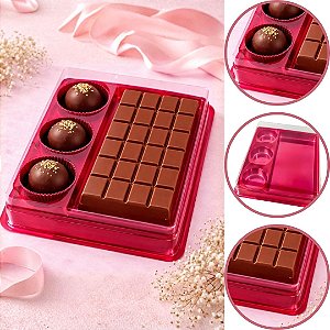 10 CAIXA EMBALAGEM P/ BARRA TABLETE E 3 DOCES BOMBONS VERMELHO BWB 14302