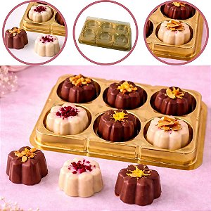 10 CAIXA EMBALAGEM P/ 6 DOCES E BOMBONS  DOURADO BWB14240