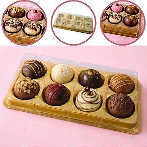 10 CAIXA EMBALAGEM P/ 8 DOCES E BOMBONS - DOURADO BWB 14250