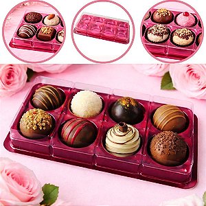 10 CAIXA EMBALAGEM P/ 8 DOCES E BOMBONS - VERMELHO BWB 14252