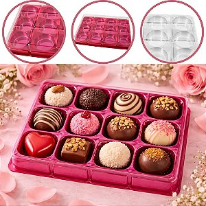 10 CAIXA EMBALAGEM P/ 12 DOCES E BOMBONS VERMELHO BWB 14272