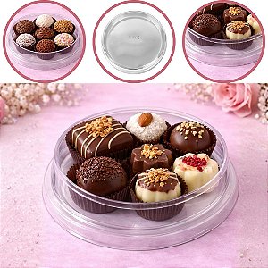 10 CAIXA REDONDA EMBALAGEM BOMBONS CRISTAL BWB14095