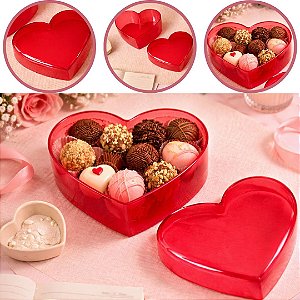 CAKE BOX CAIXA CORAÇÃO 750ML VERMELHA TRANSLÚCIDO (BLUE STAR)