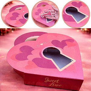 10 CAIXA GAVETA CORACAO C/ VISOR - SWEET LOVE 4x12x12 4901 ( DIA DOS NAMORADOS IDEIA ) OUTLET