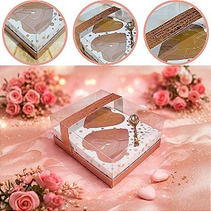 05 CAIXA 2 CORAÇÃO 2 X 250G COM CINTA ROSE GOLD 2998 ( DIA DOS NAMORADOS IDEIA ) OUTLET