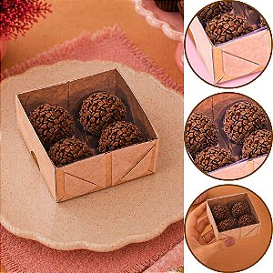 10 CAIXA P/ 04 DOCES C/ VISOR KRAFT 8X8X4 4658 (IDEIA)