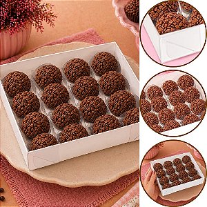 10 CAIXA P/ 16 DOCES C/ VISOR BRANCA 16X16X4 4655 (IDEIA)