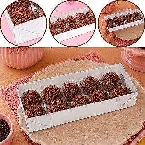 10 CAIXA P/ 10 DOCES C/ VISOR BRANCA 20X8X4 4652 (IDEIA)