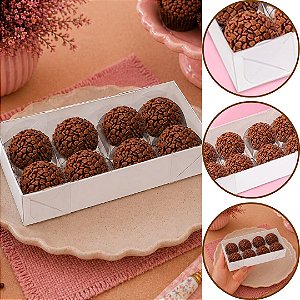 10 CAIXA P/ 08 DOCES C/ VISOR BRANCA 16X8X4 4650 (IDEIA)