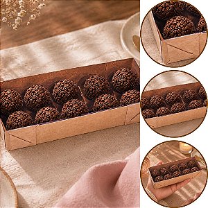 10 CAIXA P/ 10 DOCES C/ VISOR KRAFT 20X8X4 4662 (IDEIA)