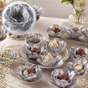 40 FORMINHAS PARA DOCES FINOS CREPOM METALIZADO PRATA