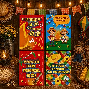 DECORATIVO 4 CARTAZES NOSSO ARRAIA 6031 IDEIA ( FESTA JUNINA 2026 )