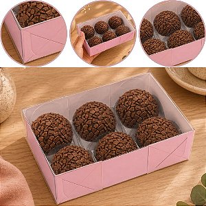 10 CAIXA P/ 06 DOCES C/ VISOR ROSA 5746 (IDEIA)