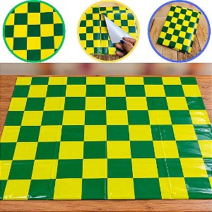 10 TOALHA PLÁSTICA 78X78 XADREZ VERDE E AMARELA BRASIL COPA