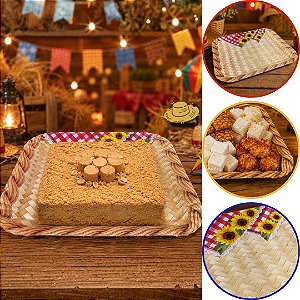 5 BANDEJA FESTA JUNINA 27,5X33,5 CM DE PAPEL ARRAIA GIRASSOL (KX) 7104-34