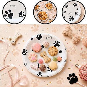 10 PRATOS FESTA PRATINHOS DOG PET DE PAPEL 18CM (SILVER)