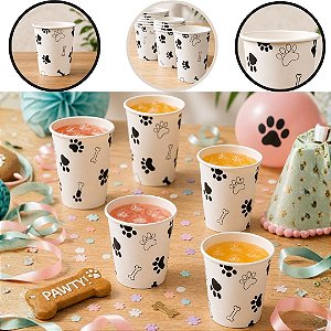 10 COPO FESTA PRATINHOS DOG PET DE PAPEL (SILVER)