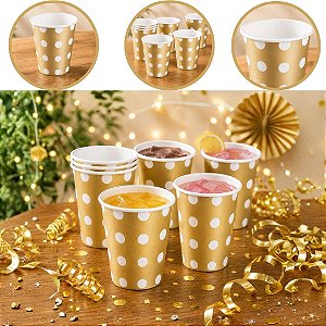 10 COPO FESTA DE LUXO POA DOURADO 270ML DE PAPEL (SILVER)