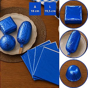 100 FOLHAS PAPEL CHUMBO AZUL 18X19,5 CM P/ BOLO GELADO